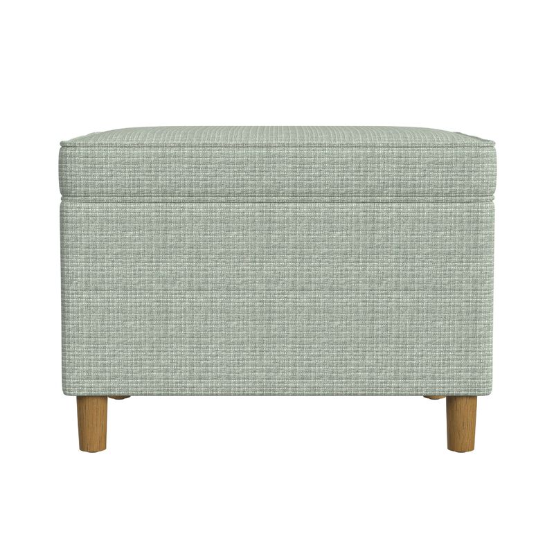 Fero Storage Ottoman, 24 Inch Rectangular Hinged Lid, Sage Green Woven