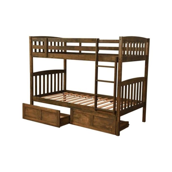 Claire Twin Wood Bunk Bed with Storage - Mattresses Not Included
