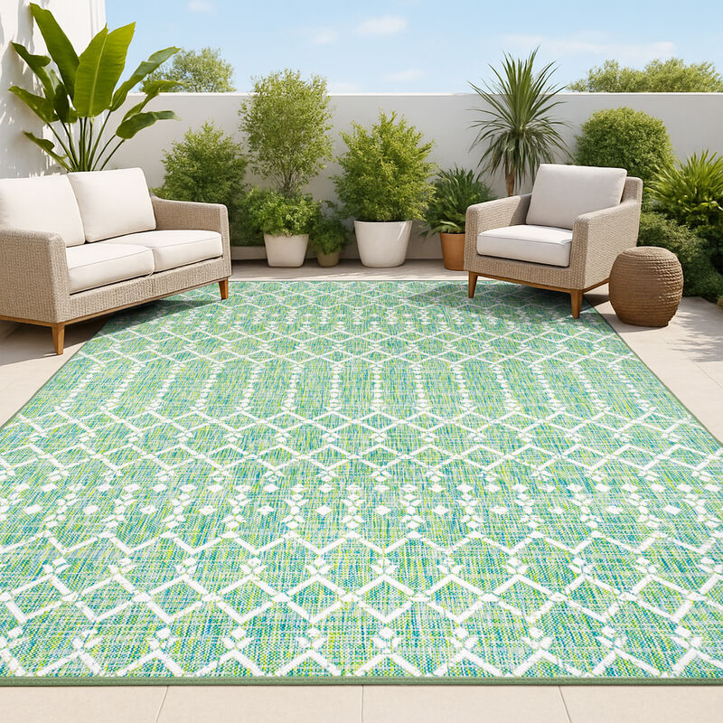 Ourika Moroccan Geometric Textured Weave Indoor/Outdoor Area Rug