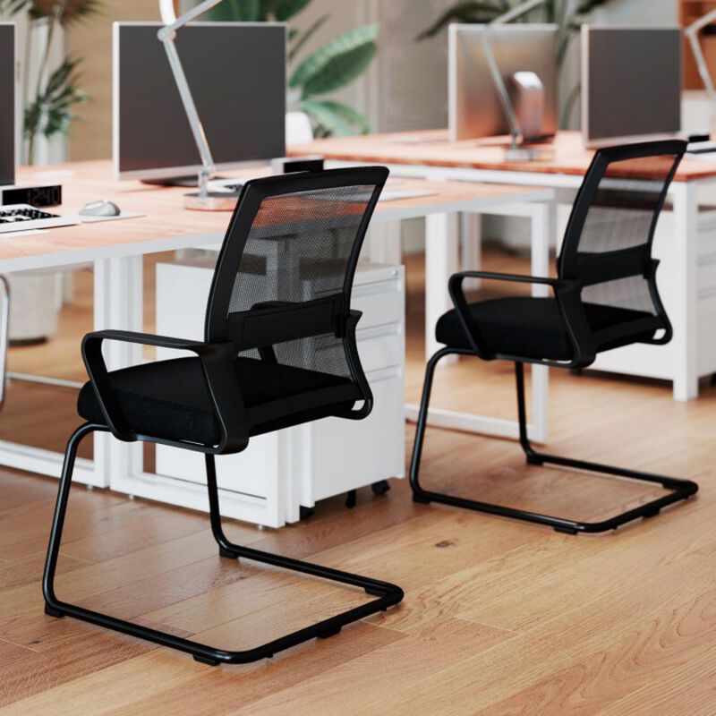 2 Piece Office Guest Chair with Lumbar Support for Waiting Room image number 2