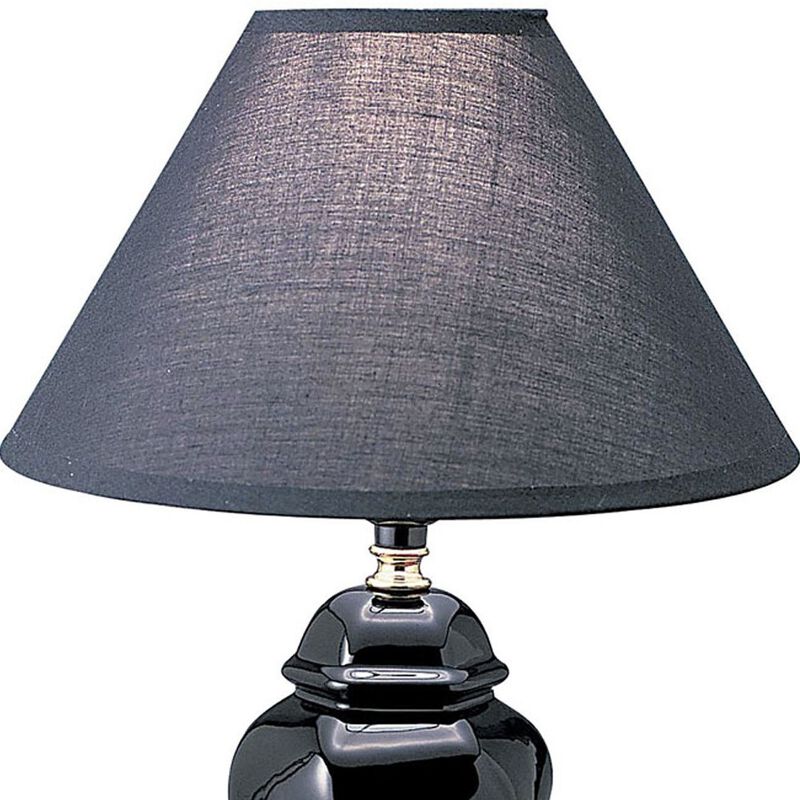 HomeRoots 13" Black Ceramic Bedside Table Lamp With Black Shade image number 2