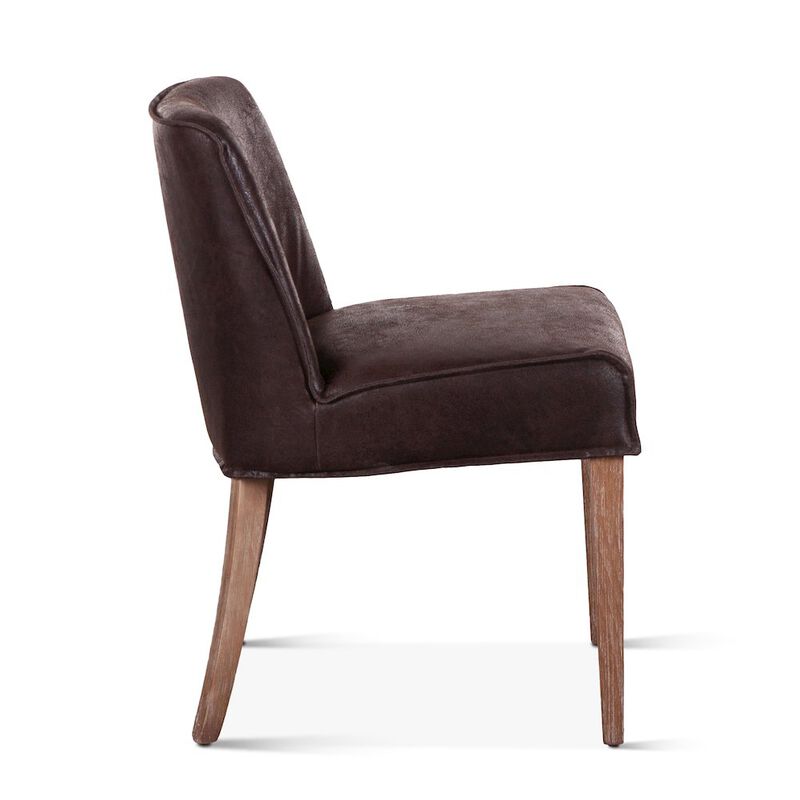 World Interiors Avery Dining Chair in Dark Brown Leather with Natural Legs