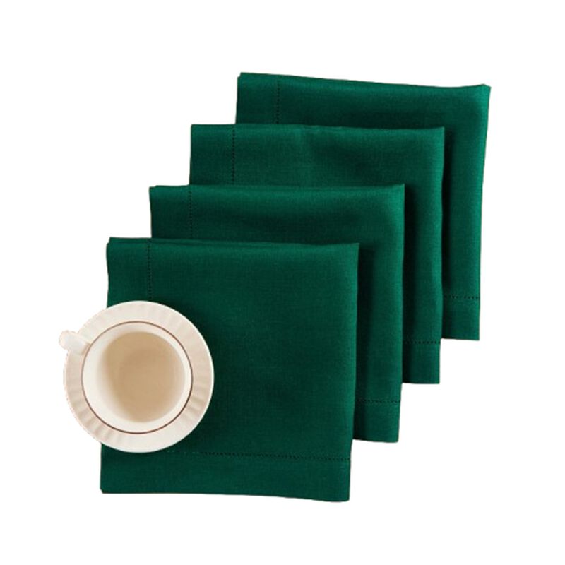 Solino Home 100% Pure Linen Dinner Napkins Set of 4 - Medium Weight Hemstitch
