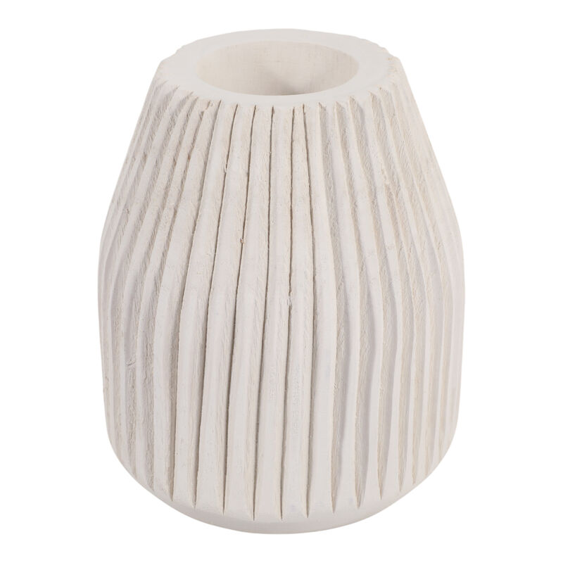 Wood, 8" Ridged Vase, White image number 5