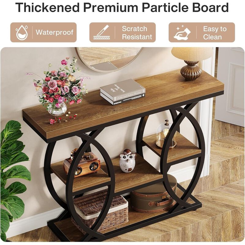 Tribesigns Contemporary 4-Tier Wood Console Table with Storage Shelves image number 5
