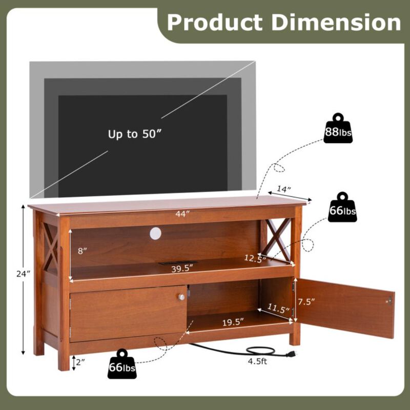 Hivvago 44 Inch Wooden Storage Cabinet TV Stand