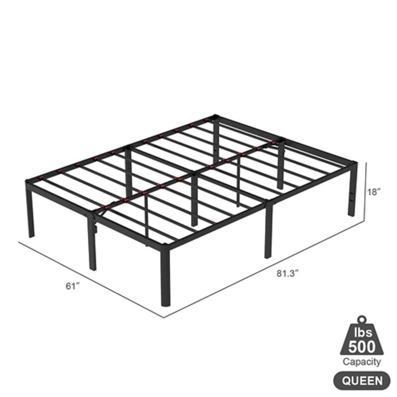 Platform Bed Frame with Rounded Edges &ndash; Metal Build and Under-Bed Clearance