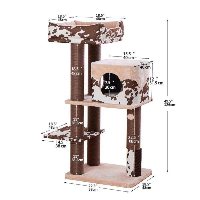 Petpals 50-in Cowboy Western Style Cat Tree, Brown