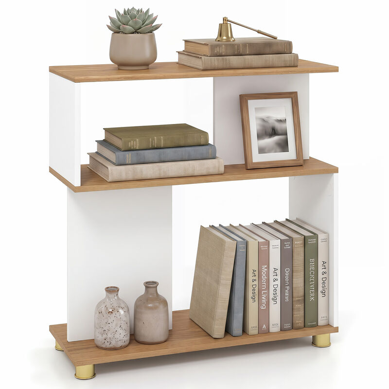 Modern 3-Tier S-Shaped Bookshelf with Adjustable Feet Organizer image number 3