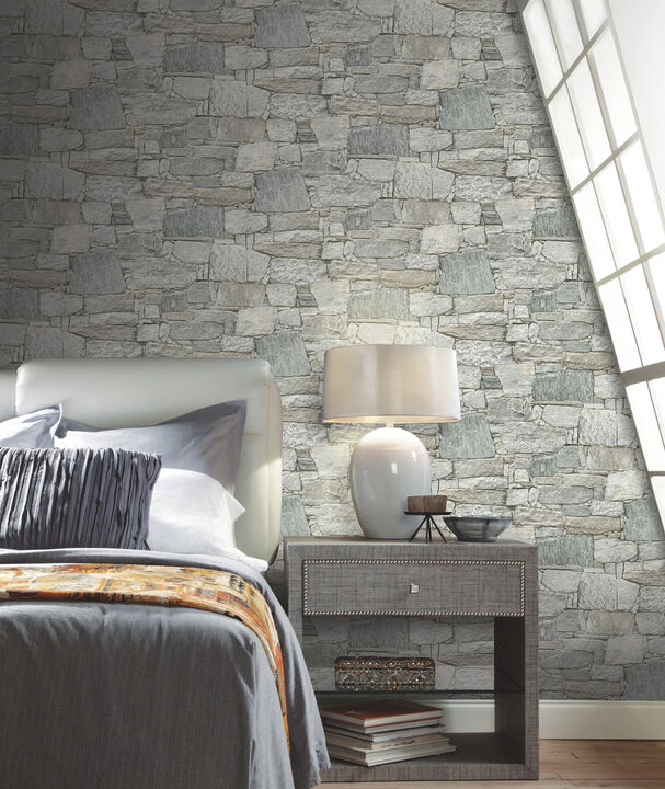 Chateau Stone Grey & Beige Peel & Stick Wallpaper (Set of 2)