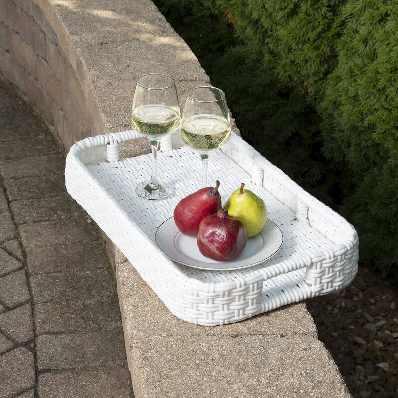 Butler Specialty Selena Rattan Bar Cart, White