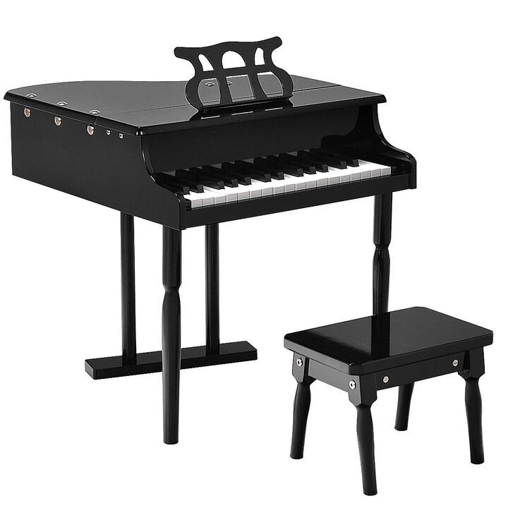 30-Key Kids Piano Keyboard Toy with Bench, Piano Lid, and Music Rack