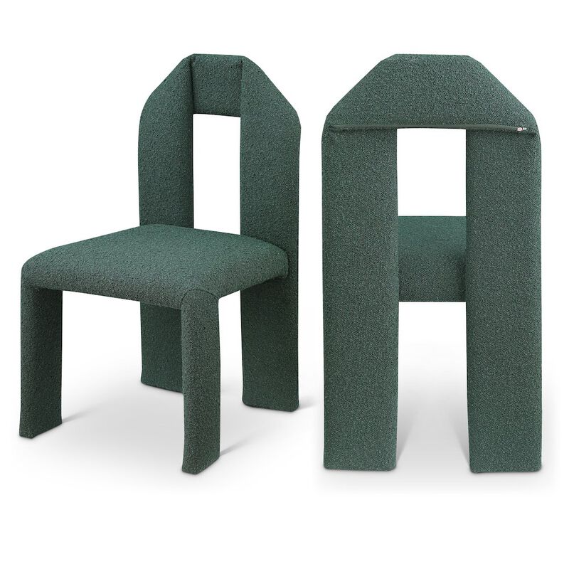 Meridian Furniture Bennett Green Boucle Fabric Dining Chair, Set of 2
