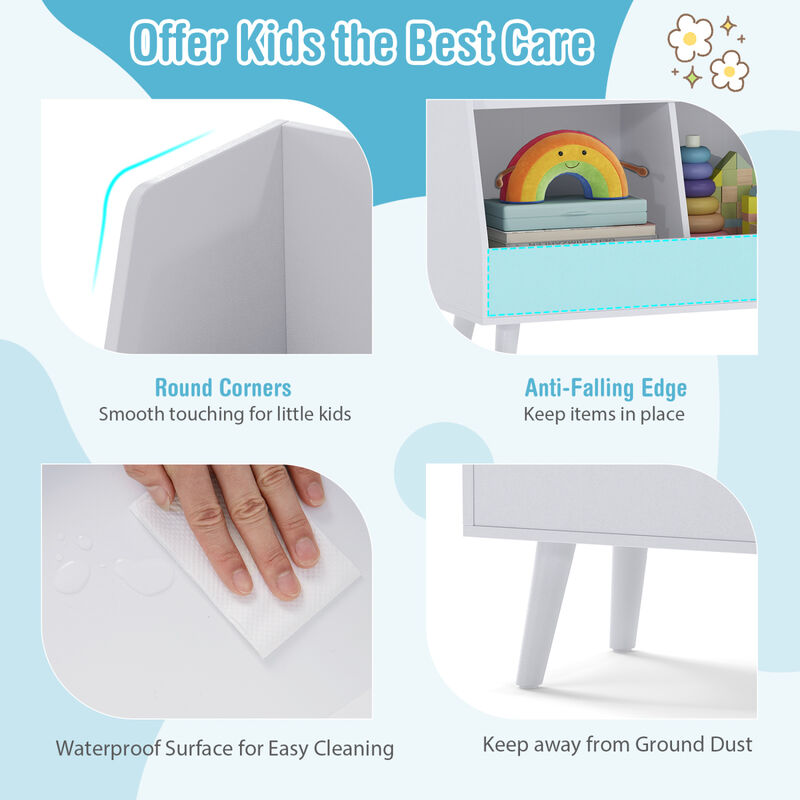 5-Cube Wooden Kids Bookshelf and Toy Organizer with Anti-Tipping Safety Hardware image number 3