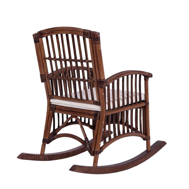 Swayze Bohemian Farmhouse Woven Rattan/Wood Rocking Chair