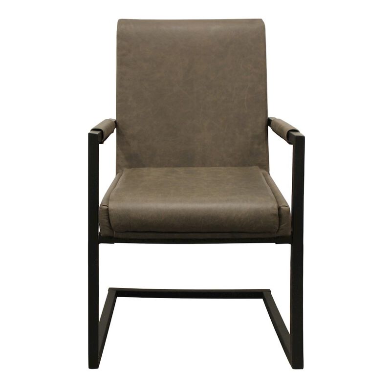Wendy Arm Chair in Gray Leather 2-Piece Set