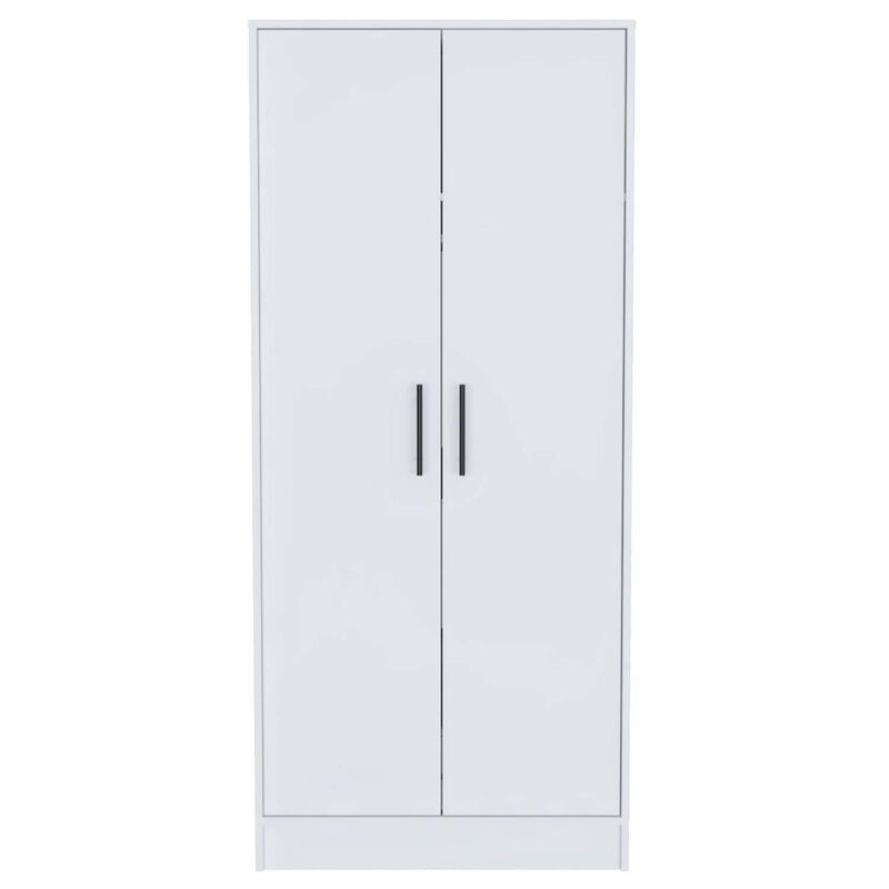 Streamdale Ambery White Armoire, 2 Shelves, 1 Drawer, Metal Rod image number 0