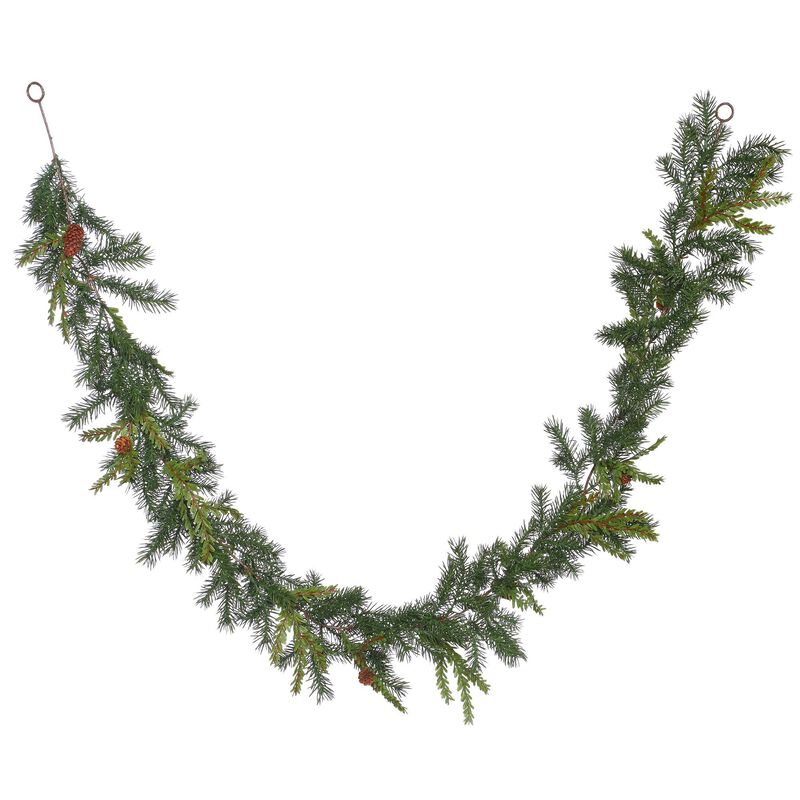 Vickerman 6' Hemlock-Angel Pine Artificial Christmas Garland with 88 PE Tips - Greenery for Mantel - Versatile Everyday Garland - Featuring Pine Cones image number 0