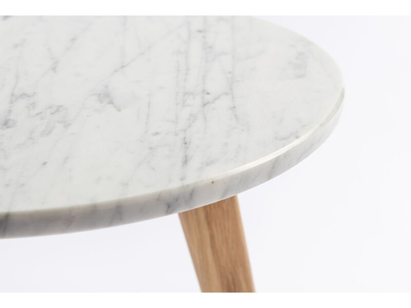 Cherie 15" Round Italian Carrara Side Table image number 5