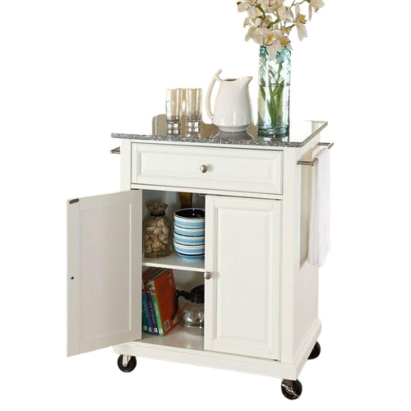 Kitchen Cart with Granite Top and Locking Casters Wheels