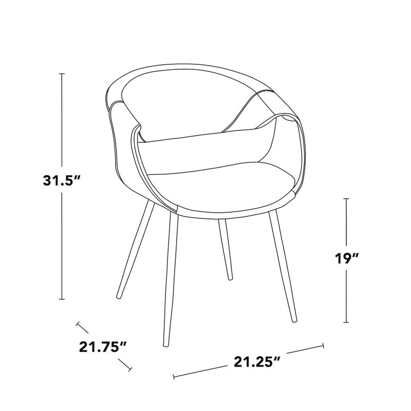 LumiSource Curvo Upholstered Chair - Set of 2