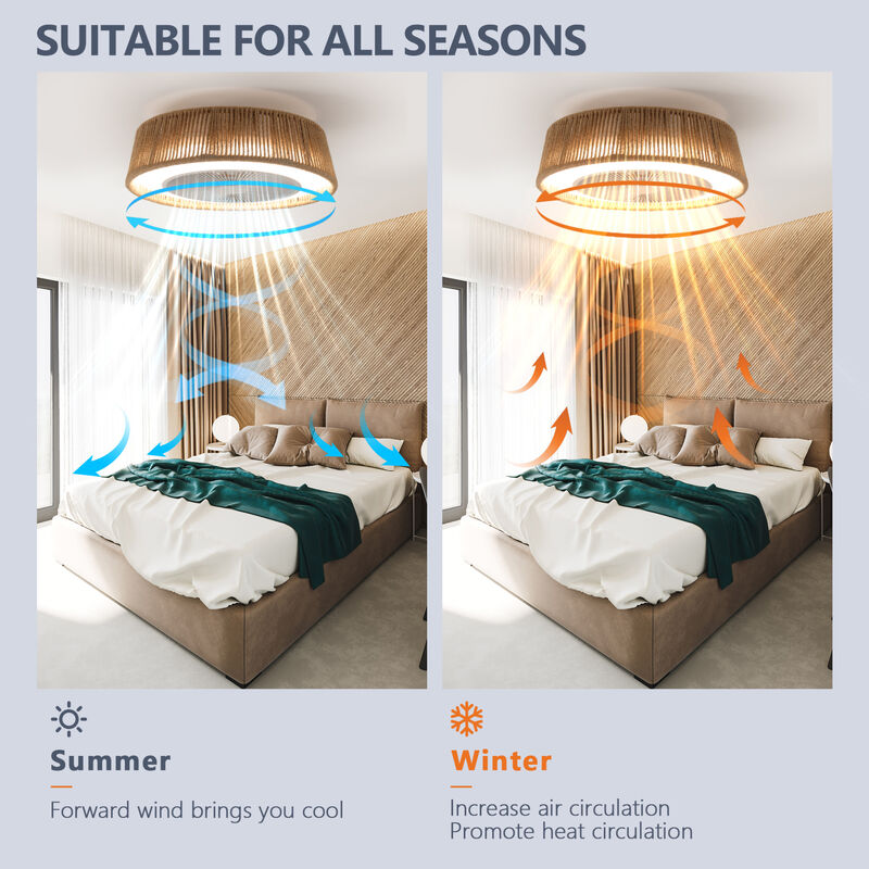 ELEMENT ACE Bohemian Braided Ceiling Fan Light with Silent Remote Control and Adjustable Color Temperature image number 6