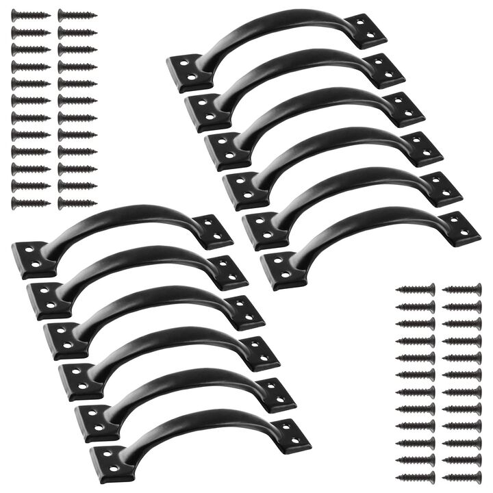 Jiozermi 12 Pcs 5"" Rustic Gate Handle, Iron Hardware Handle Pull with Screw, Vintage Farmhouse Cabinet Handles, Retro Drawer Pu