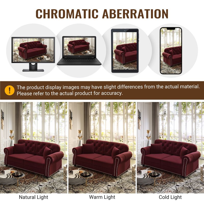 Rimhes Velvet Chesterfield Sofa Set image number 4