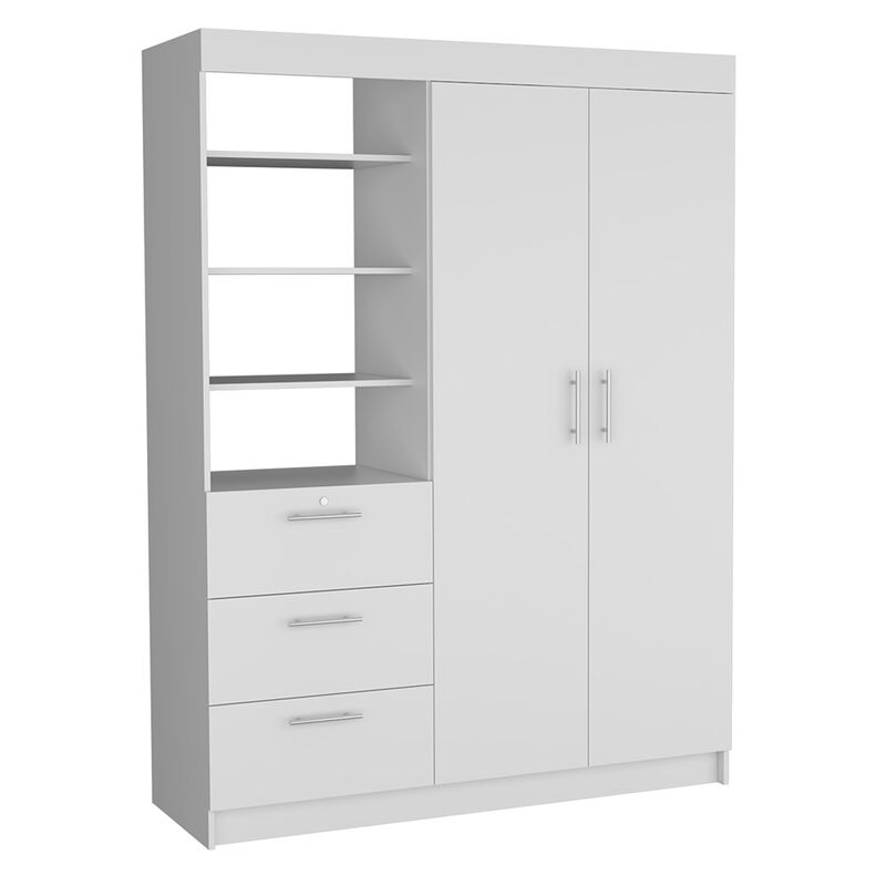 Streamdale Kenya 3 Drawers Armoire, Double Door, 3-Tier Shelf