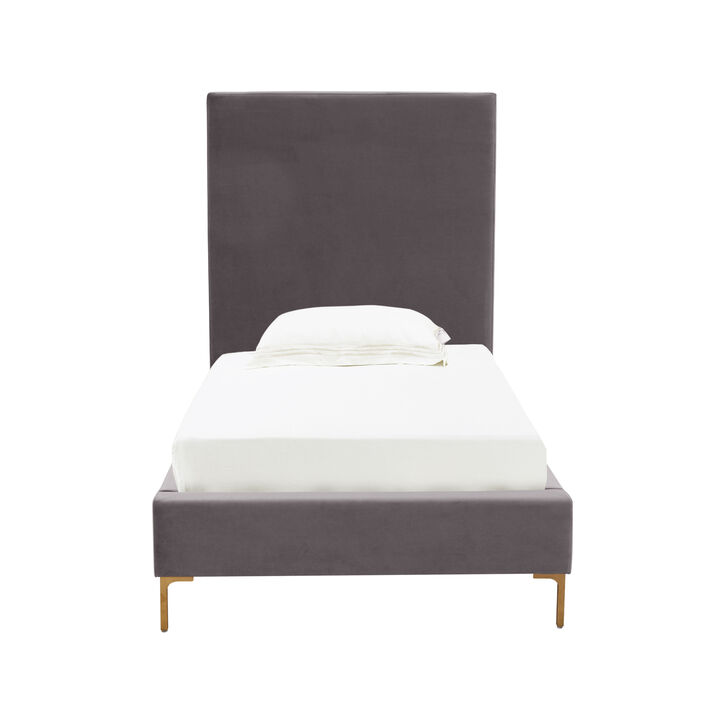 Delilah Grey Velvet Bed in Twin