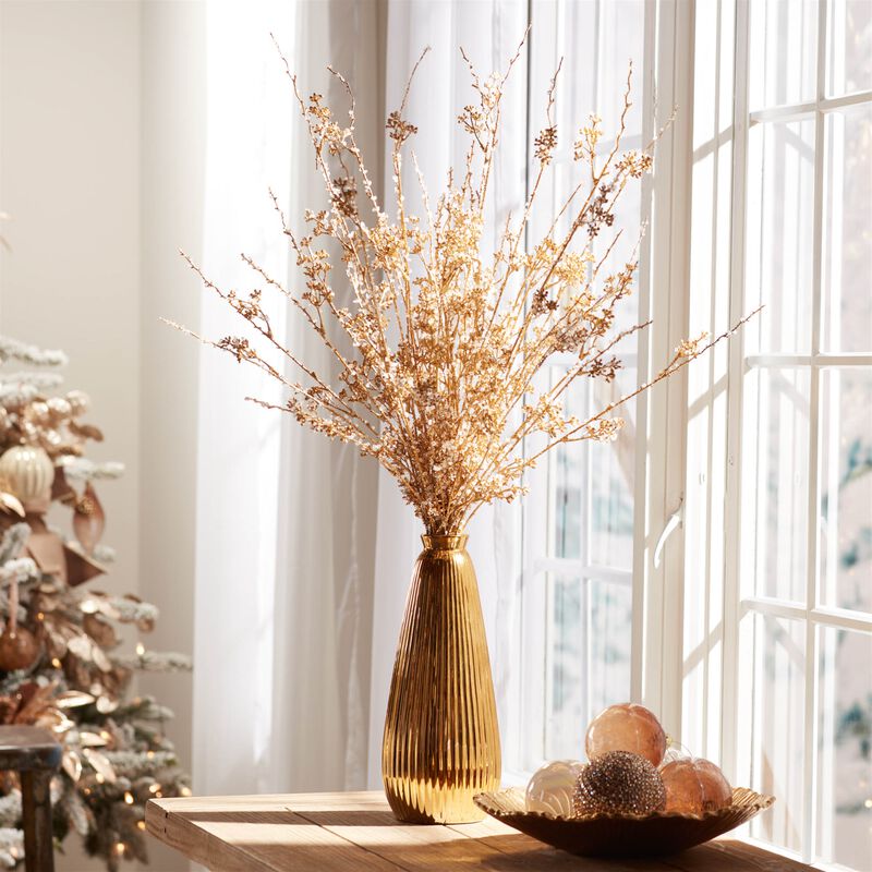 Set of 2 Beaded Iced Berry Sprays for Holiday Wreaths, Garlands, or Winter Arrangements