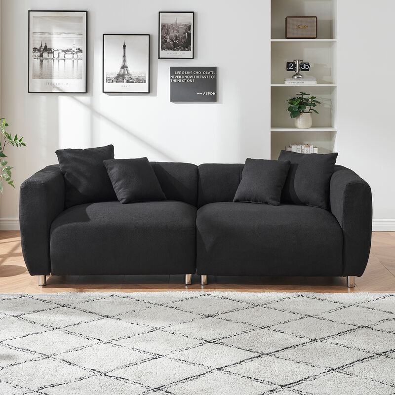Merax Oversized Mid-Century Loveseat Sofa with Lambswool Fabric