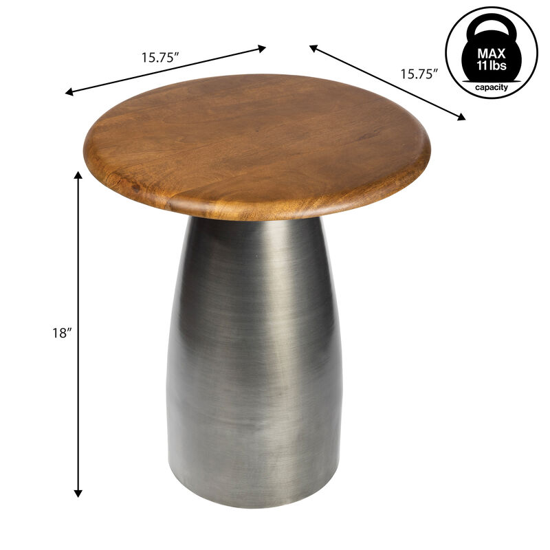 Otto 18" Modern Rustic Round Wood/Metal Accent Table