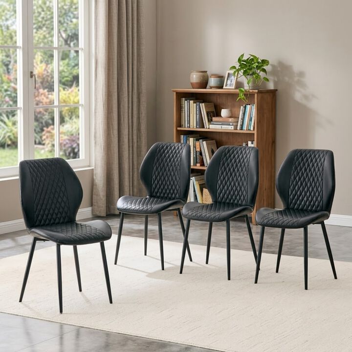 Whisen 4-Pack PU Leather Dining Chairs with Metal Legs, Light Luxury Upholstered Accent Chairs for Dining Room, Office, Study