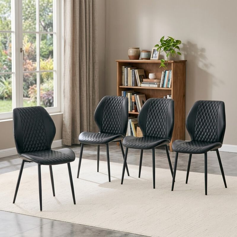 Whisen 4-Pack PU Leather Dining Chairs with Metal Legs, Light Luxury Upholstered Accent Chairs for Dining Room, Office, Study image number 1