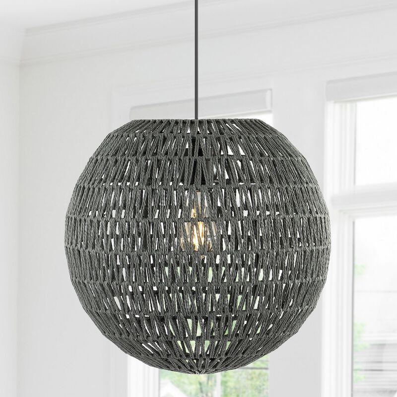 Luna Bohemian Modern Woven Rattaniron LED Pendant