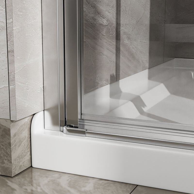 Adjustable Pivot Shower Door with Dual Magnetic Closure and 5-Layer Base