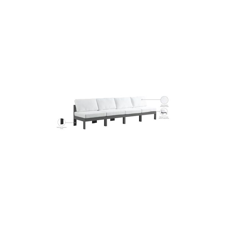 Meridian Furniture Nizuc White Water Resistant Fabric Outdoor Patio Modular Sofa