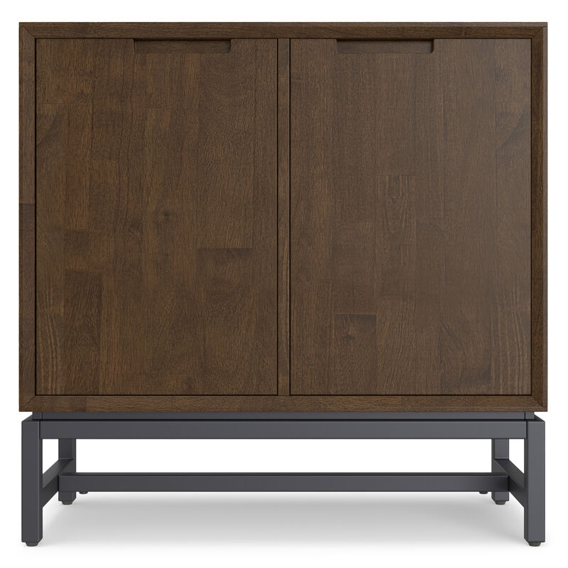 Banting SOLID HARDWOOD 32 inch Wide Modern Industrial Low Storage Cabinet in Walnut Brown image number 3