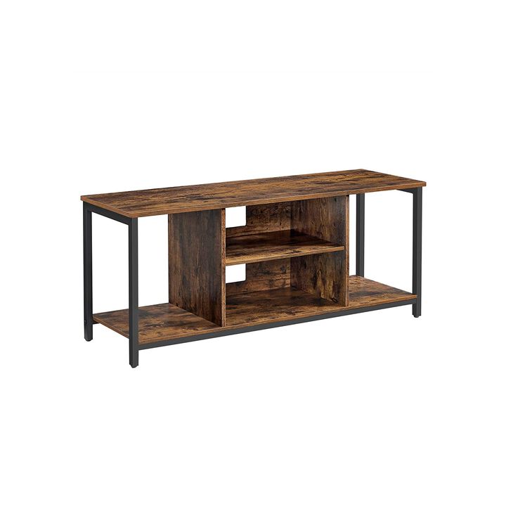 BreeBe Industrial Brown TV Stand with Shelving