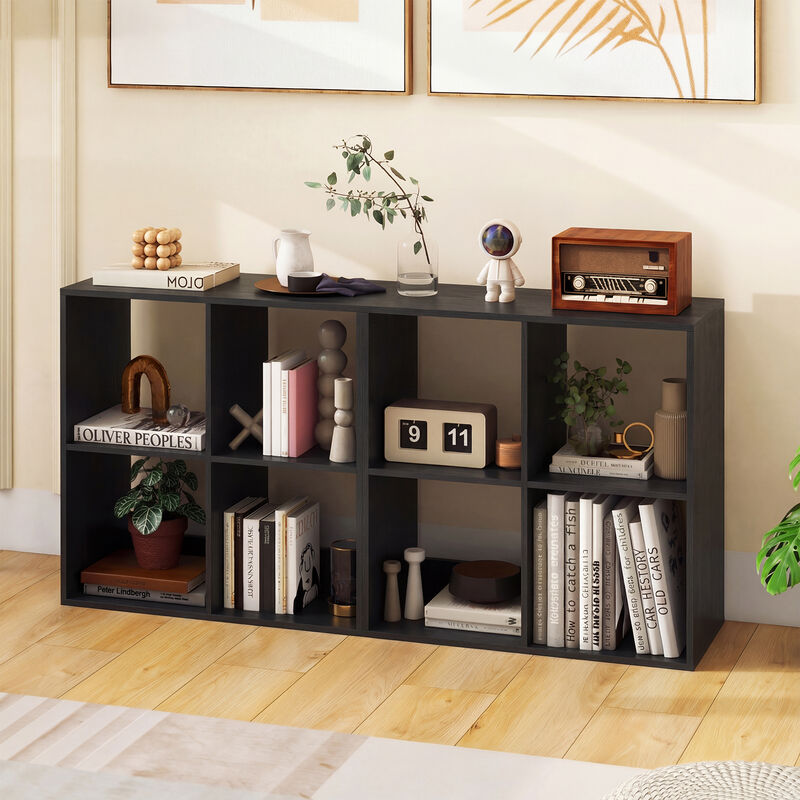 Compact 4-Cube Bookshelf with Back Guardrail for Bedroom Living Room image number 5