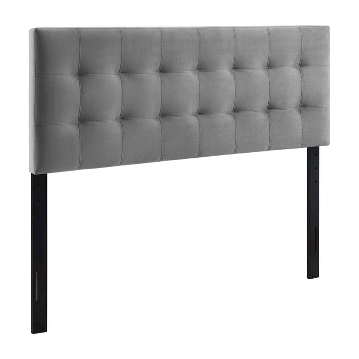 Biscuit Tufted Performance Velvet Queen Headboard in Soft Neutral Fabric