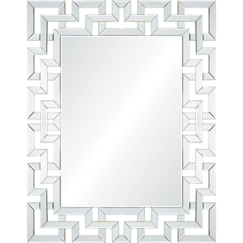 48" Glass Framed Beveled Rectangular Wall Mirror
