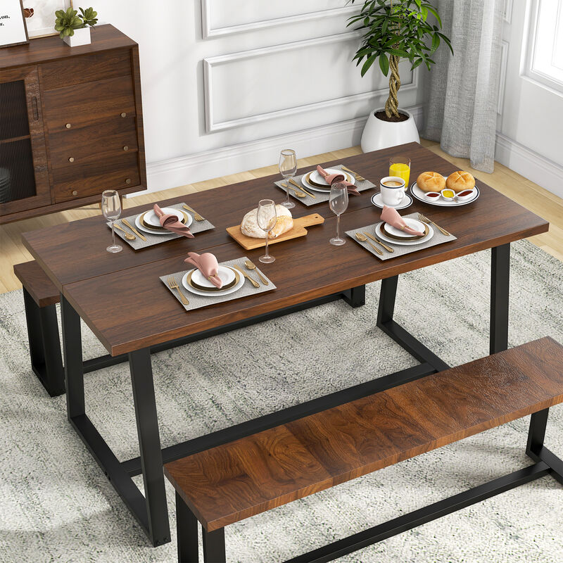 Large Dining Table with Anti-Slip Foot Pads for Stable and Comfortable Dining Experience
