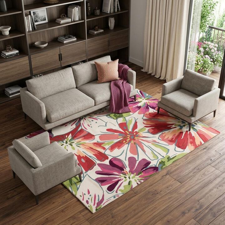 HomeRoots Floral Hand Carved Handmade Area Rug