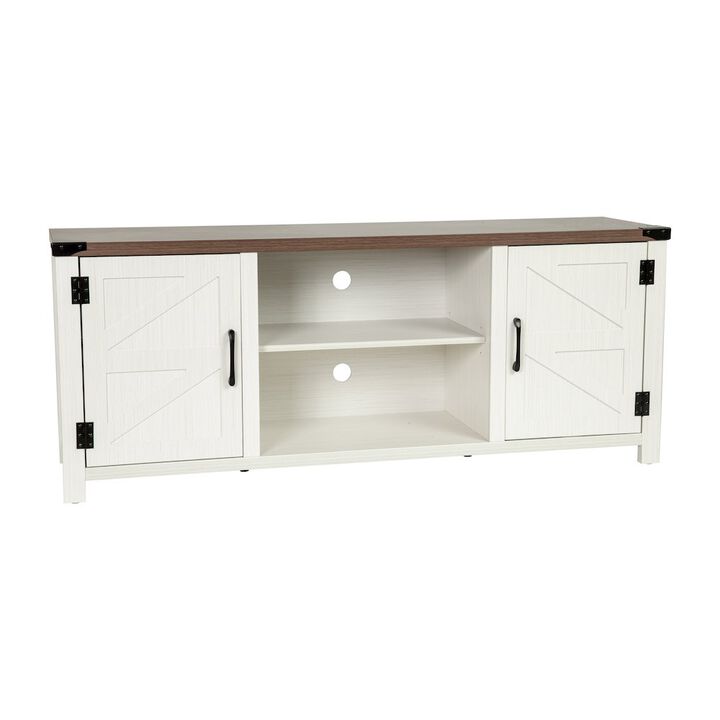 Flash Furniture Farmhouse Barn Door TV Stand in White for TV's up to 65 ines - 59