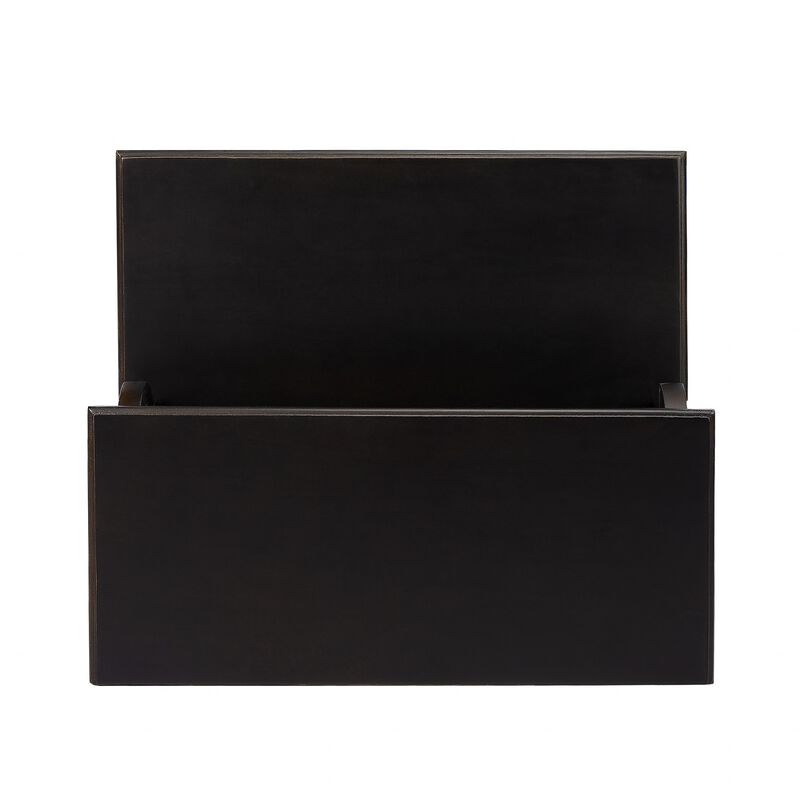 Hivvago 18 Inch Dark Brown Solid and Manufactured Wood Footstool