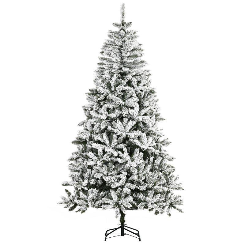 7.5 ft Tall Unlit Snow Flocked Pine Artificial Christmas Tree with Realistic Branches