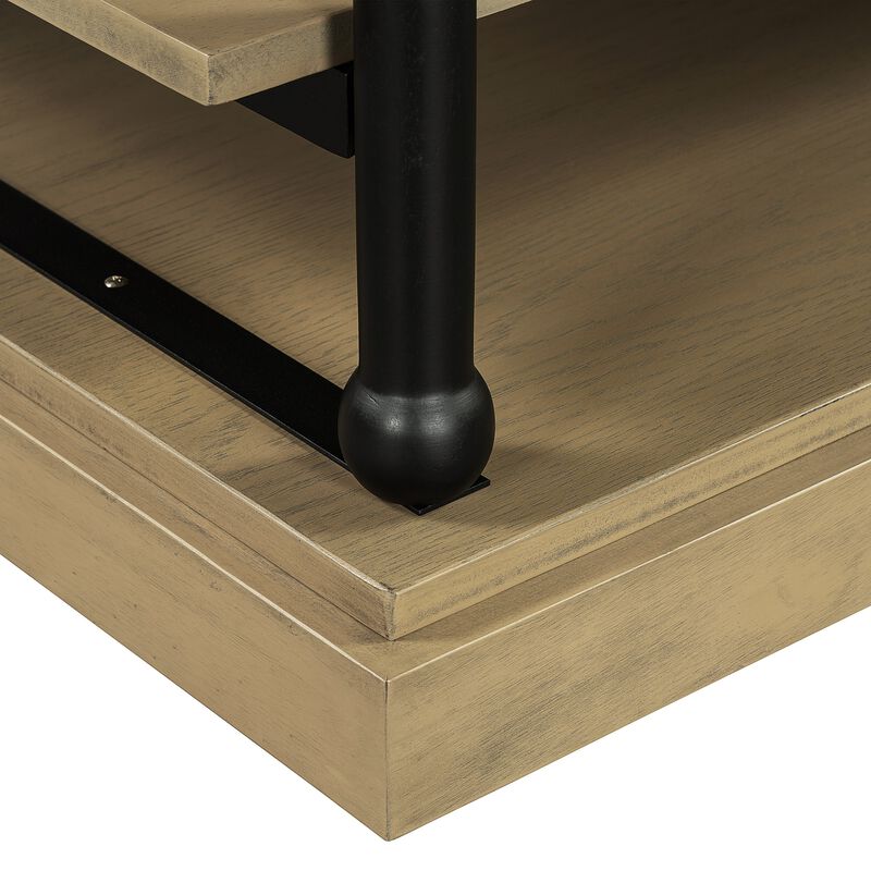 Bard Coffee Table, Veneer, 2 Tier Shelves, Metal Legs image number 5