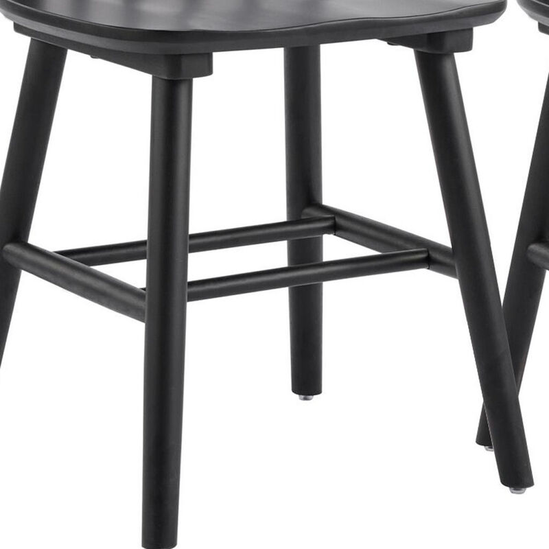 HomeRoots Set of Two Black Solid Wood Windsor Back Dining Side Chairs image number 4